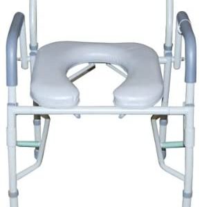 Deluxe Steel Drop-Arm Commode with Padded Seat - Image 1